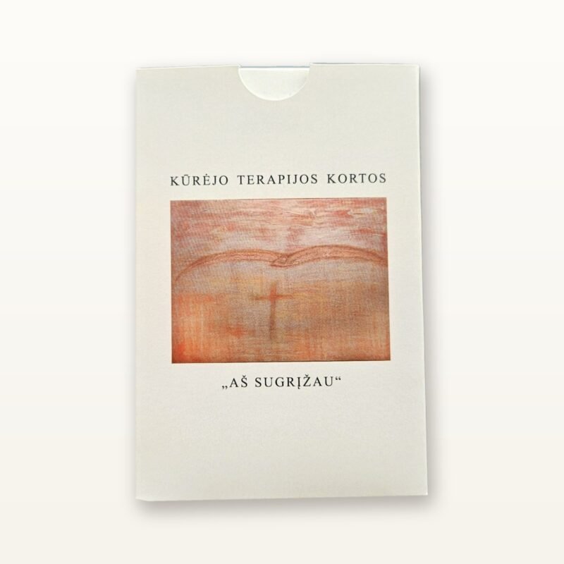 Kūrėjo terapijos kortų „Šviesos stulpai“ kaladė pakuotėje — VC&JV art gallery.